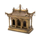 A large and unusual Chinese gilt metal temple model