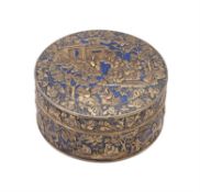 A rare Chinese export silver gilt and enamelled 'Eight Immortals' circular box for the Thai market