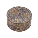 A rare Chinese export silver gilt and enamelled 'Eight Immortals' circular box for the Thai market