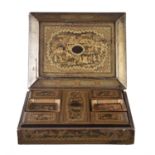 Y A Chinese export gilt black lacquer games box
