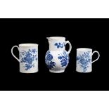 Three items of Worcester blue and white printed porcelain