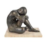 A bronzed terracotta model of a seated youth