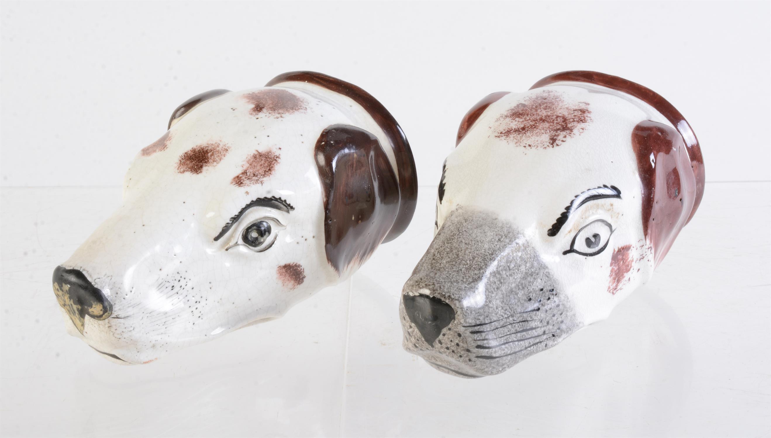 Two Staffordshire bone china fox mask stirrup cups - Image 4 of 5