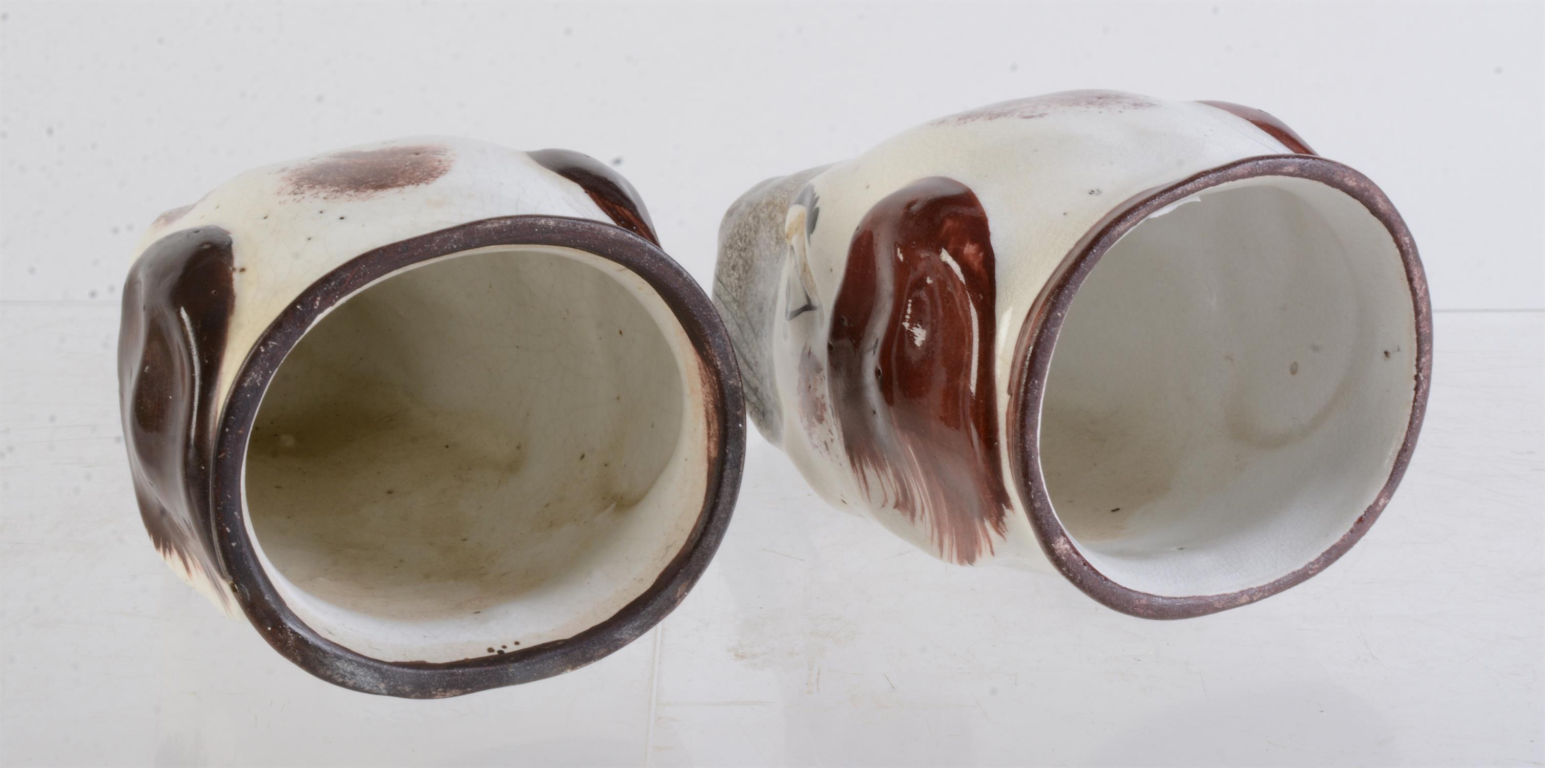 Two Staffordshire bone china fox mask stirrup cups - Image 5 of 5