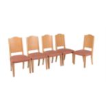 David Linley, Pimlico, a set of ten bird's-eye sycamore and American walnut inset dining chairs