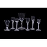 Seven various opaque-twist wine glasses