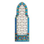 A pair of French leaded and coloured glass panels in Neo Gothic taste