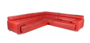 Calia Italia, Cagliari, a large red leather corner sofa