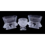 Lalique, Cristal Lalique, Venise, a pair of clear and frosted vases