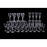 Lalique, Cristal Lalique, Treves, a clear glass table service of wine glasses