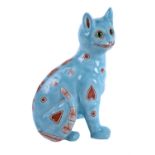 A Mosanic faience pottery model of a seated cat