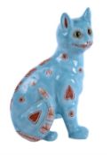 A Mosanic faience pottery model of a seated cat