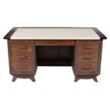 A French Art Deco limed oak desk