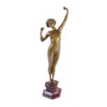 Paul Philippe (1870 - 1930), The Awakening, an Art Deco gilt bronze figure of a nude