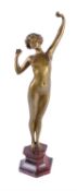 Paul Philippe (1870 - 1930), The Awakening, an Art Deco gilt bronze figure of a nude