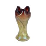 A Rindskopf iridescent glass Pepita shape 10 vase