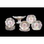 An English porcelain grey-ground and gilt 'Rococo revival' part dessert service