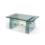 An Italian glass and metal coffee table