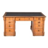 A Reformed Gothic oak twin pedestal desk