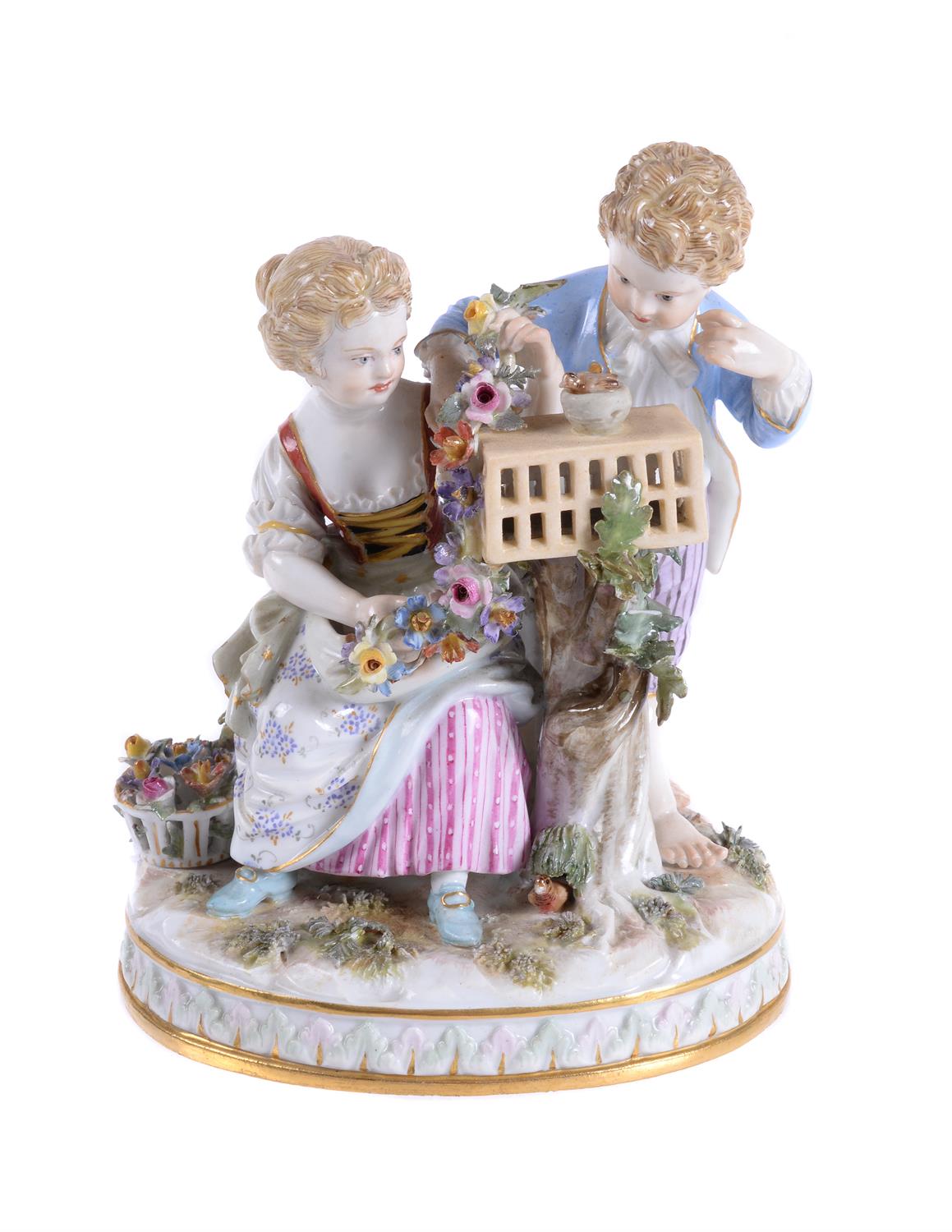 A Meissen group of two children emblematic of Spring