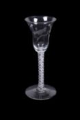 An engraved opaque-twist wine glass