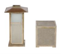 Two metal and glass table lamps