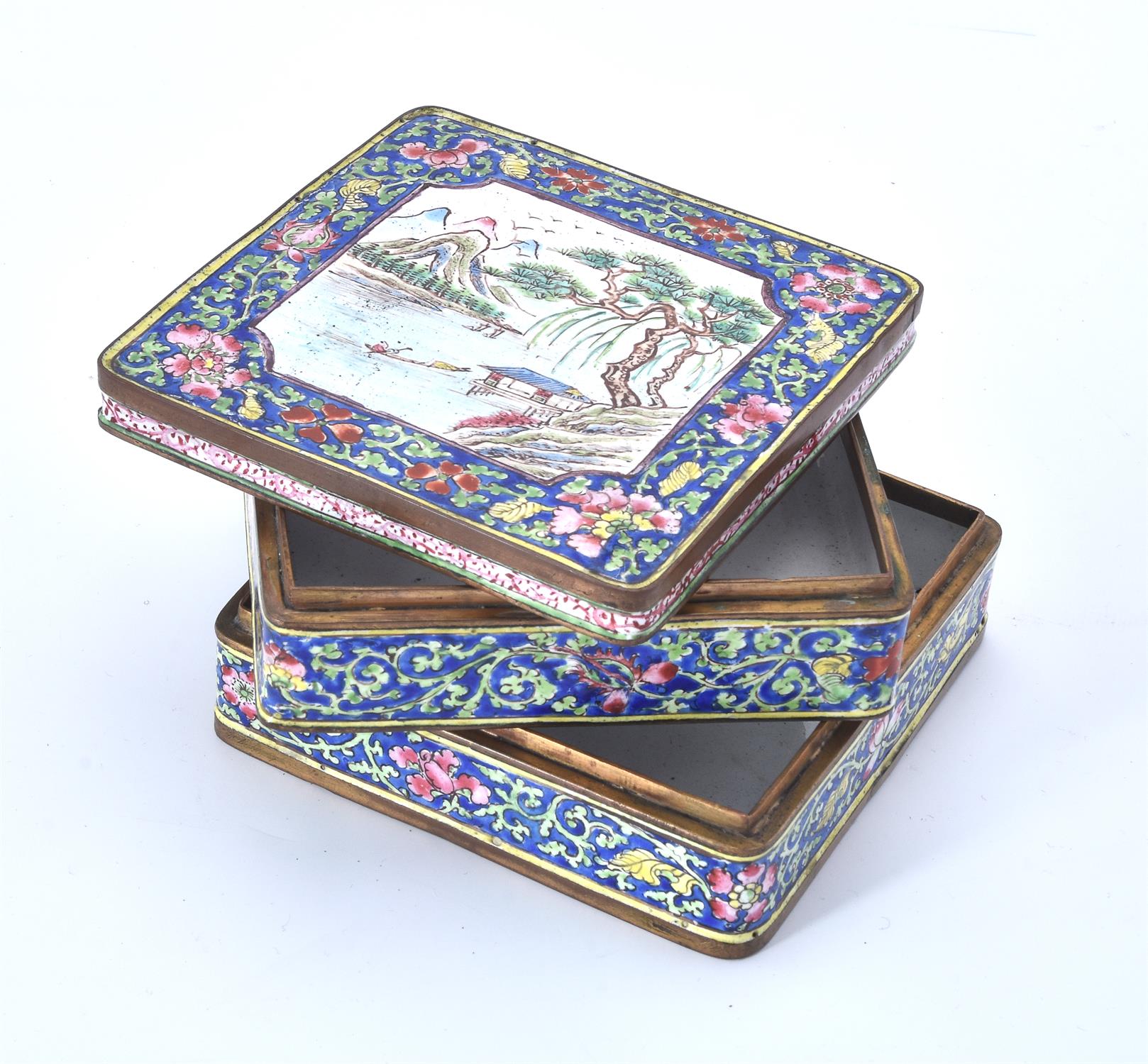 A Cantonese enamel two-tier box and cover - Image 3 of 4