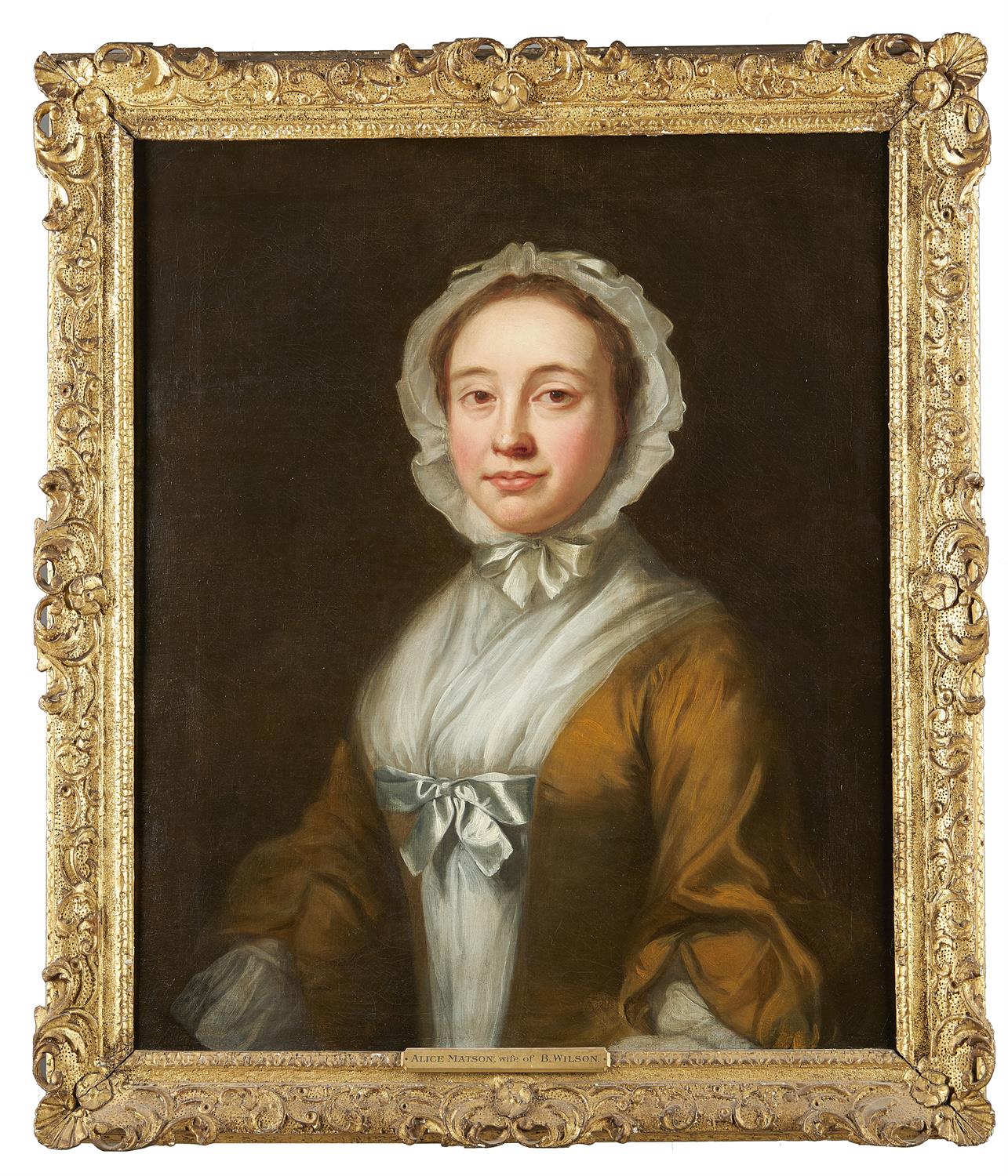 Circle of Thomas Hudson (British 1701-1779) , Portrait of Alice Matson, wife of Mr B. Wilson - Image 2 of 3