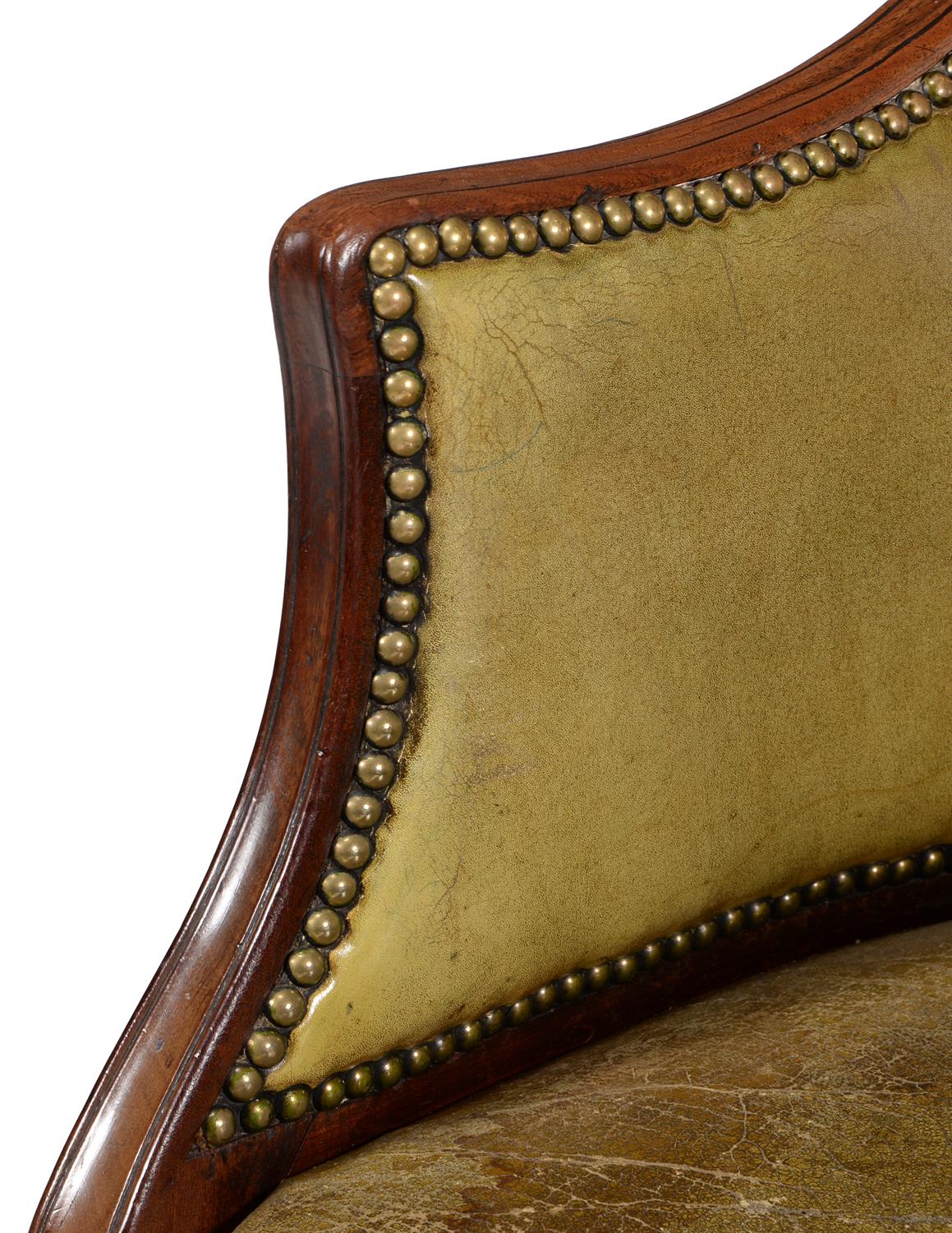 A late George III mahogany and green leather upholstered tub armchair - Image 3 of 3