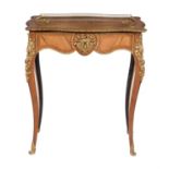 A French Kingwood, tulipwood, and gilt metal mounted jardinière table