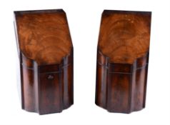 A pair of George III mahogany knife-boxes