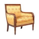 A Louis Philippe mahogany and upholstered marquise or armchair