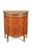 A French parquetry and gilt metal mounted demi-lune commode