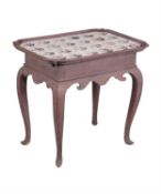 A Swedish burgundy-painted tray-top table