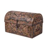 An embossed leather trunk, probably Spanish, in late 17th century style