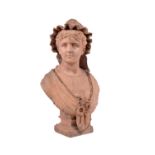 A French sculpted terracotta bust of a maiden