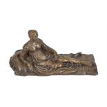 A French gilt bronze model of a reclining maiden