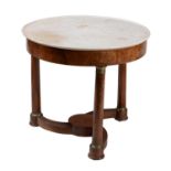 A Louis Philippe walnut and marble topped centre table