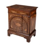A Dutch mahogany and marquetry inlaid side cabinet