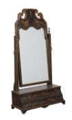 A Japanned dressing table mirror in Queen Anne style