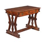 An Anglo-Indian exotic hardwood and brass inlaid writing or pay table
