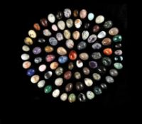 A large collection of 80 hardstone and semi-precious specimen models of eggs