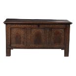 A Charles II oak coffer