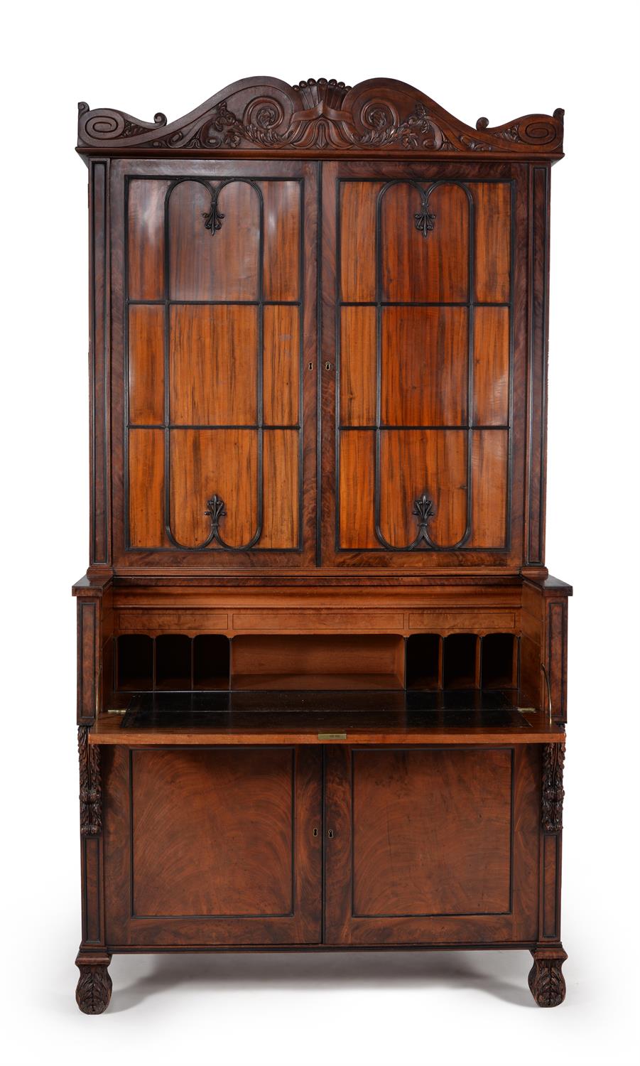 A George IV mahogany and goncalo alves bureau bookcase, circa 1825 - Image 2 of 8