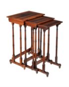 A George IV nest of three rosewood occasional tables
