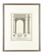 A set of nine framed architectural engravings to include Porto del Bastione