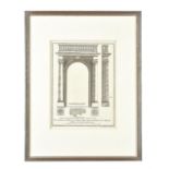 A set of nine framed architectural engravings to include Porto del Bastione