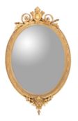 A mid-Victorian giltwood and composition oval wall mirror