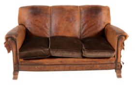 A suite of leather upholstered seat furniture