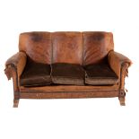 A suite of leather upholstered seat furniture